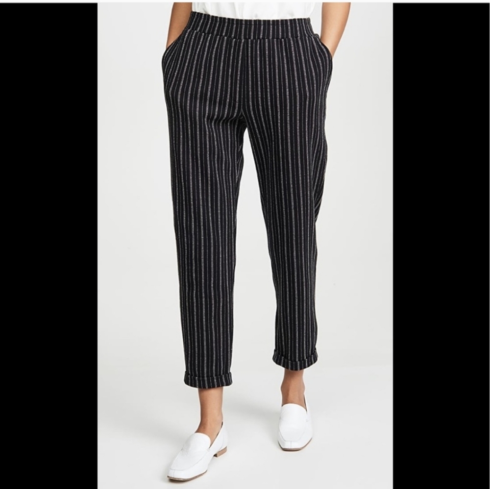 Hatch Black Pinstripe Ankle Pants
